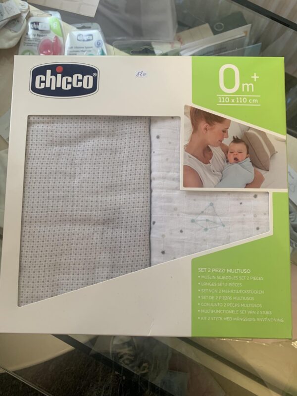Set de 2 couvertures d'emmaillotage Chicco