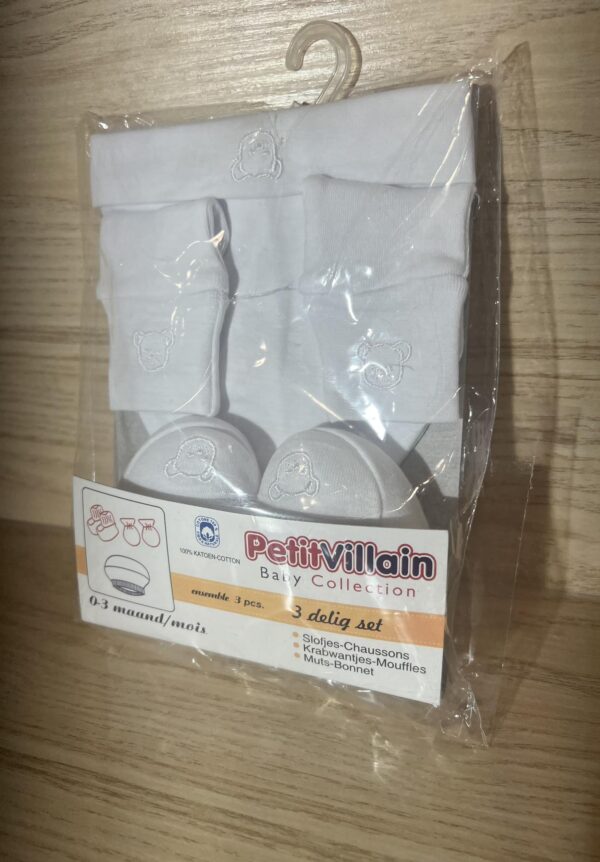 Set bonnet, moufles, chaussons