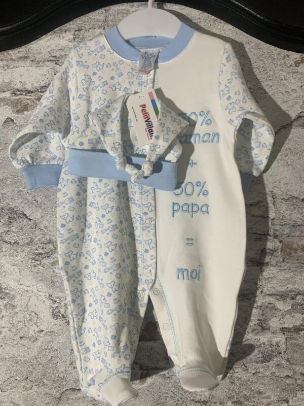 Pyjama coton + bonnet 0 mois